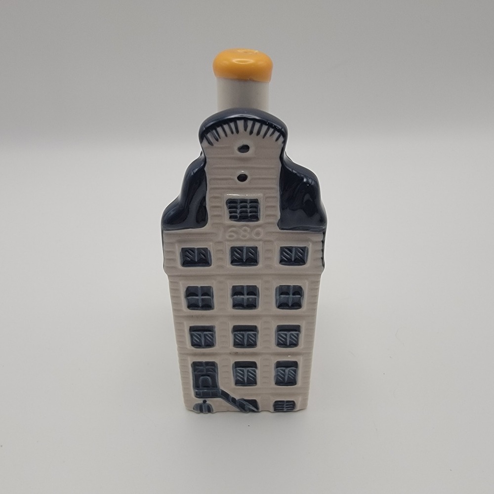 KLM Bols Blue Delft House 14 Amsterdam 1680 Ceramic Bottle 2006 Empty Blue